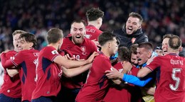 Futbalisti Česka oslavujú postup po výhre nad Dánskom na MS vo futbale 2026.