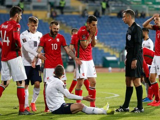 Futbalisti Bulharska v zápase proti Taliansku.