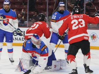 Fotka zo zápasu Slovensko - Kanada na MS v hokeji hráčov do 20 rokov 2026.
