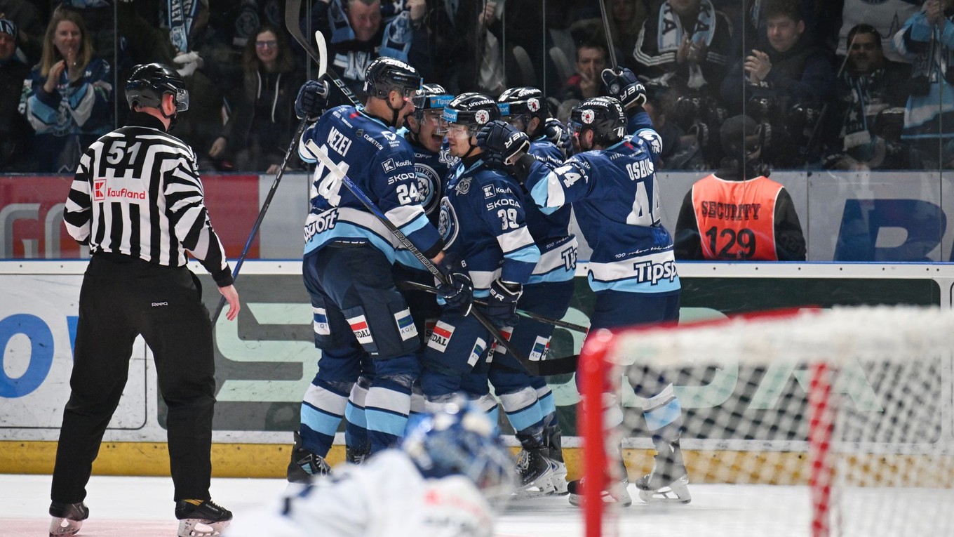 Gólová radosť hokejistov Nitry počas play-off Tipsport ligy 2025/26.