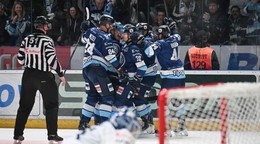 Gólová radosť hokejistov Nitry počas play-off Tipsport ligy 2025/26.