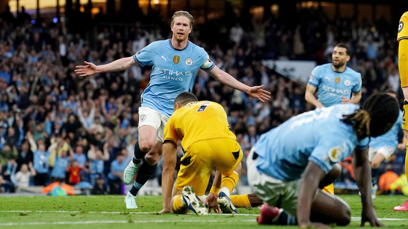 Kevin De Bruyne z Manchestru City sa raduje z gólu