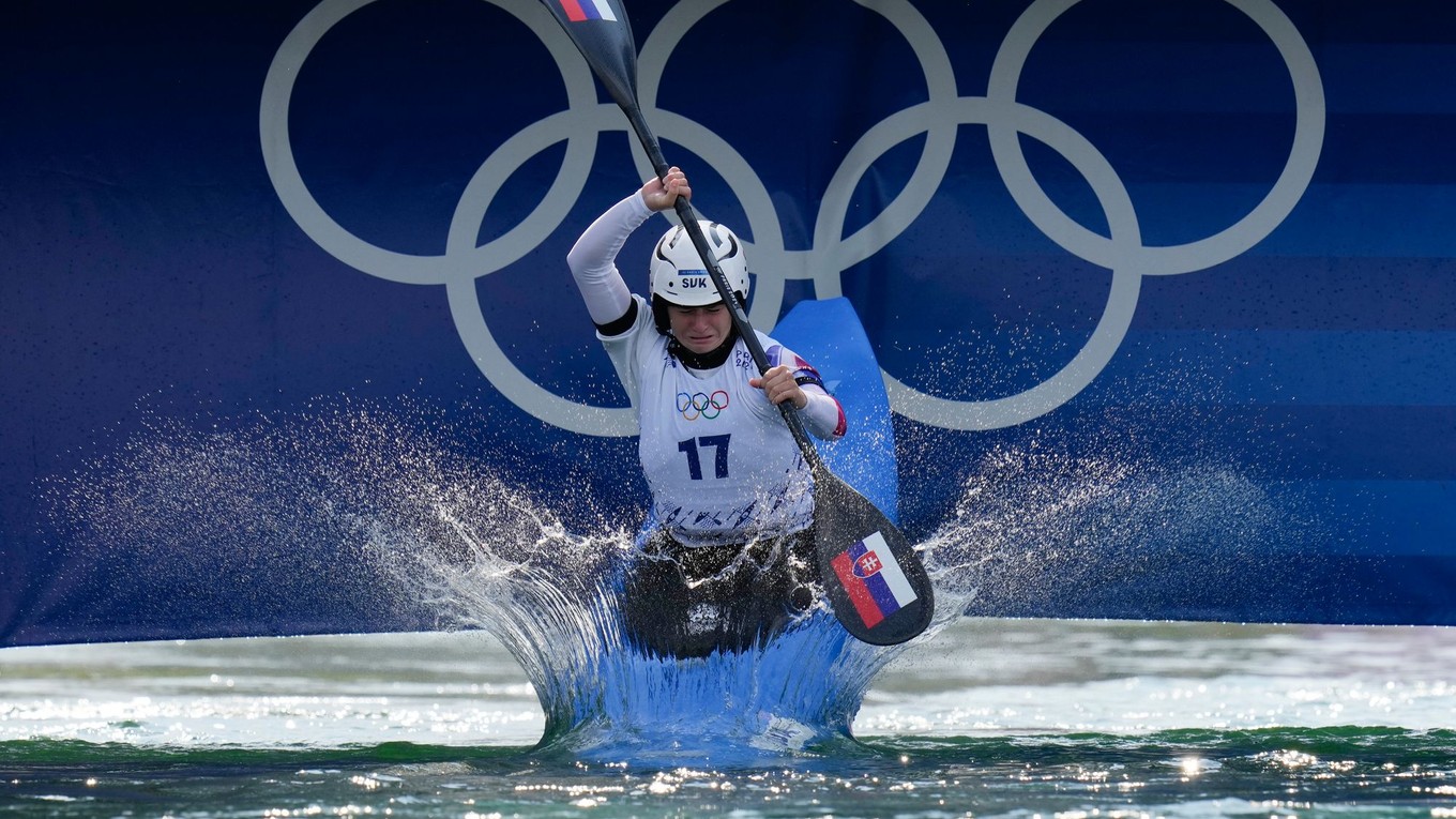 Zuzana Paňková v disciplíne kajak kros počas OH v Paríži 2024.