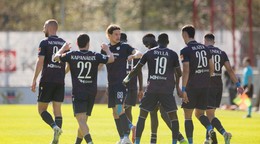 Hráči FC DAC 1904 Dunajská Streda oslavujú gól. 
