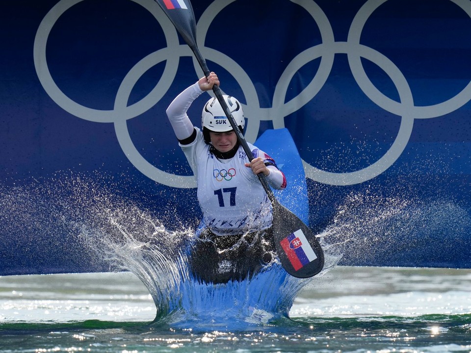 Zuzana Paňková v disciplíne kajak kros počas OH v Paríži 2024.