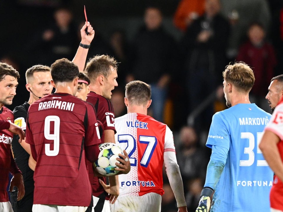 Momentka zo zápasu Sparta Praha - Slavia Praha.
