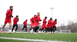 Hráči AS Trenčín počas prvého tréningu v rámci zimnej prípravy na jarnú časť Niké ligy.