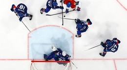 Fotka zo zápasu Česko - Taliansko na MS v hokeji 2026.