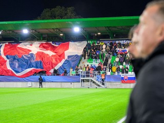 Na snímke slovenská zástava pred zápasom D-skupiny kvalifikácie na Majstrovstvá Európy 2027 hráčov do 21 rokov.