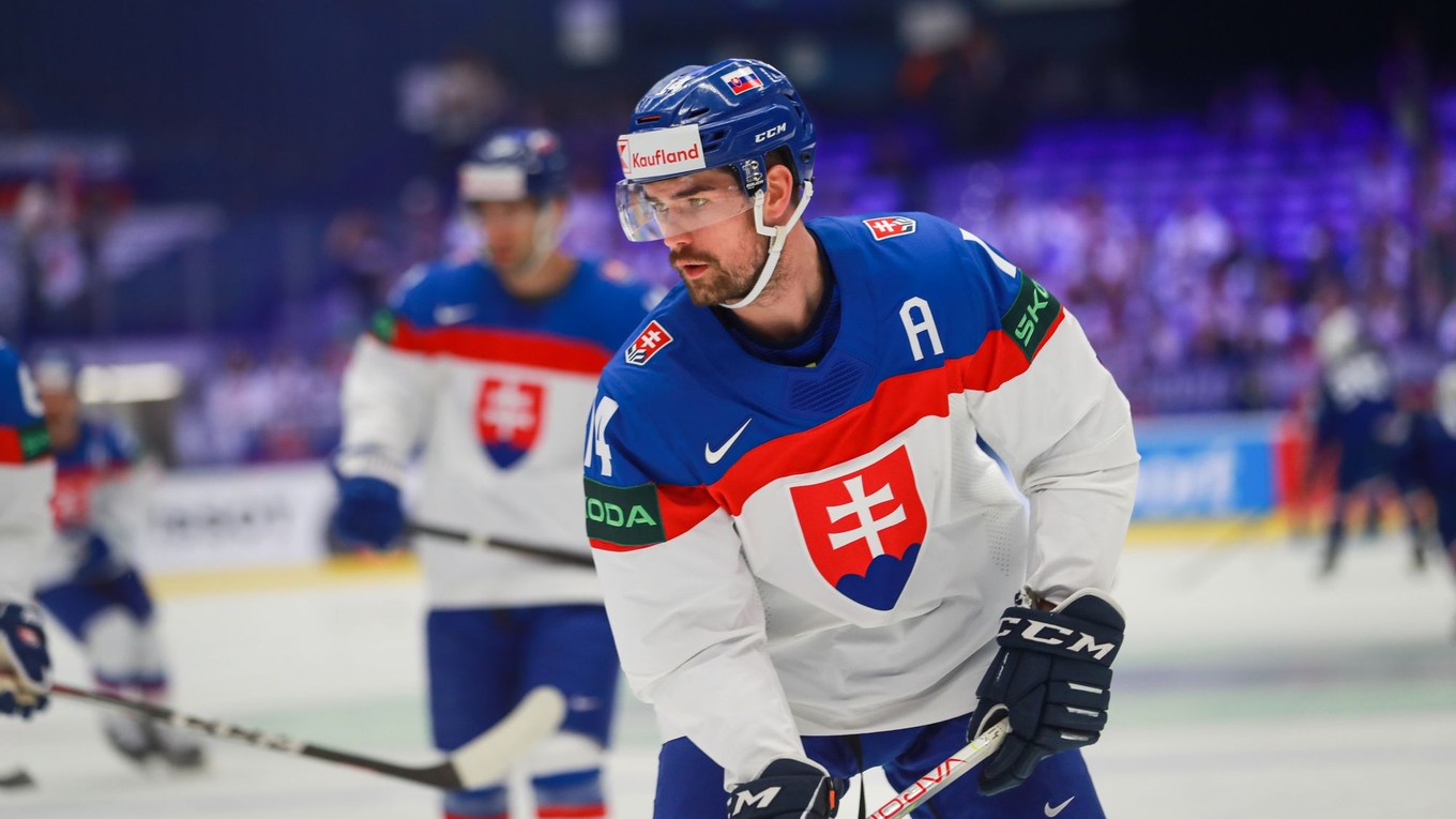 Peter Čerešňák pred zápasom Slovensko - Francúzsko v skupine B na MS v hokeji 2024.