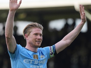 Kevin De Bruyne počas rozlúčky s Manchestrom City.