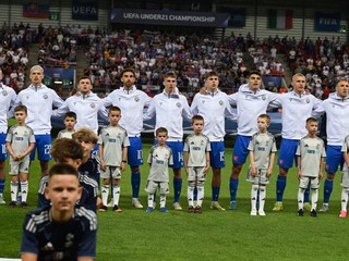 Slovenskí futbalisti pred zápasom Slovensko - Taliansko na EURO U21 2025.