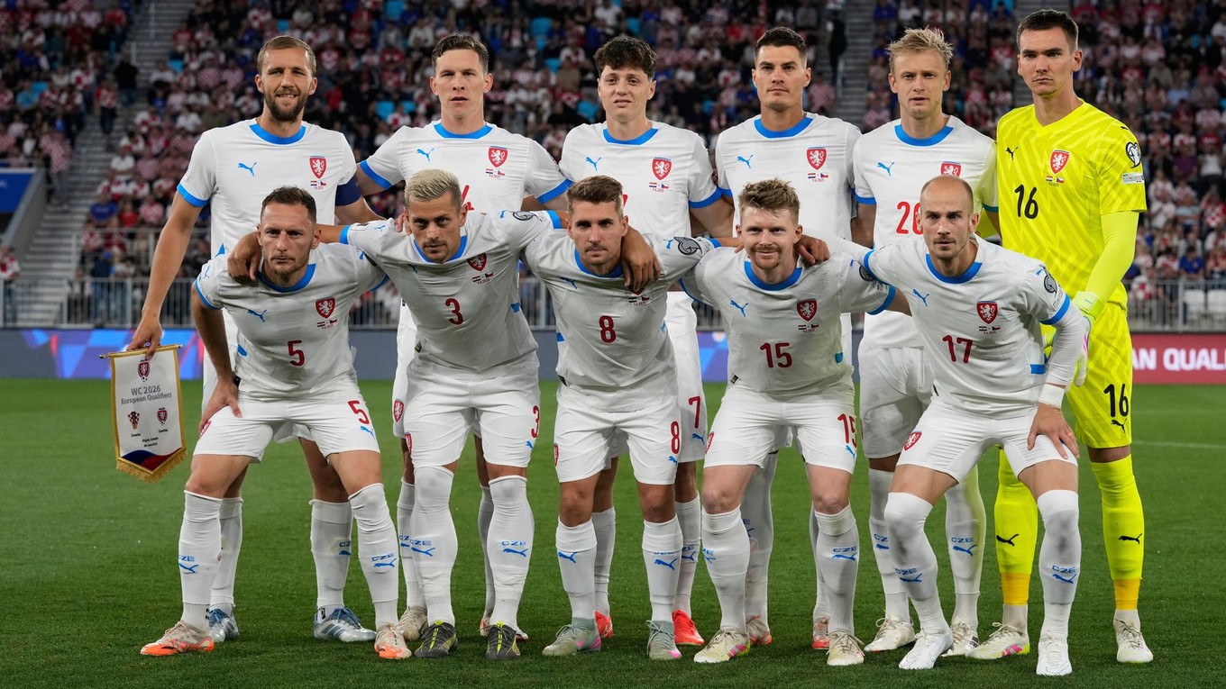 Českí futbalisti na snímke počas kvalifikácie MS 2026.
