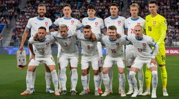Českí futbalisti na snímke počas kvalifikácie MS 2026.