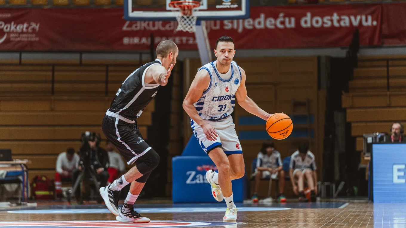 Momentka zo zápasu Cibona Záhreb - BC Prievidza.