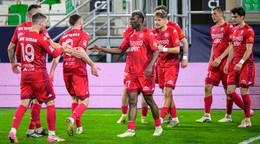 Radosť futbalistov Liptovského Mikuláša z gólu