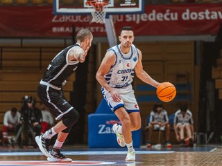 Momentka zo zápasu Cibona Záhreb - BC Prievidza.