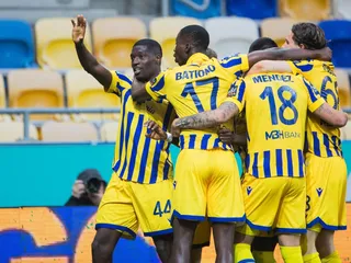 Hráči FC DAC 1904 Dunajská Streda oslavujú gól.