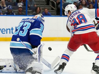 Adam Sýkora v zápase Tampa Bay - NY Rangers