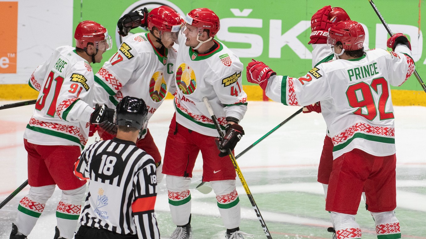 Hokejisti Bieloruska na ilustračnom zábere. 