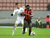 Michal Faško (vľavo) a Philip Azango v zápase FC Spartak Trnava - FC Košicev 18. kole Niké ligy.