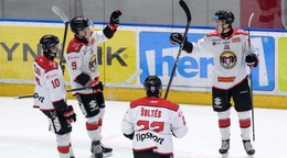 Radosť hráčov Banskej Bystrice po góle.