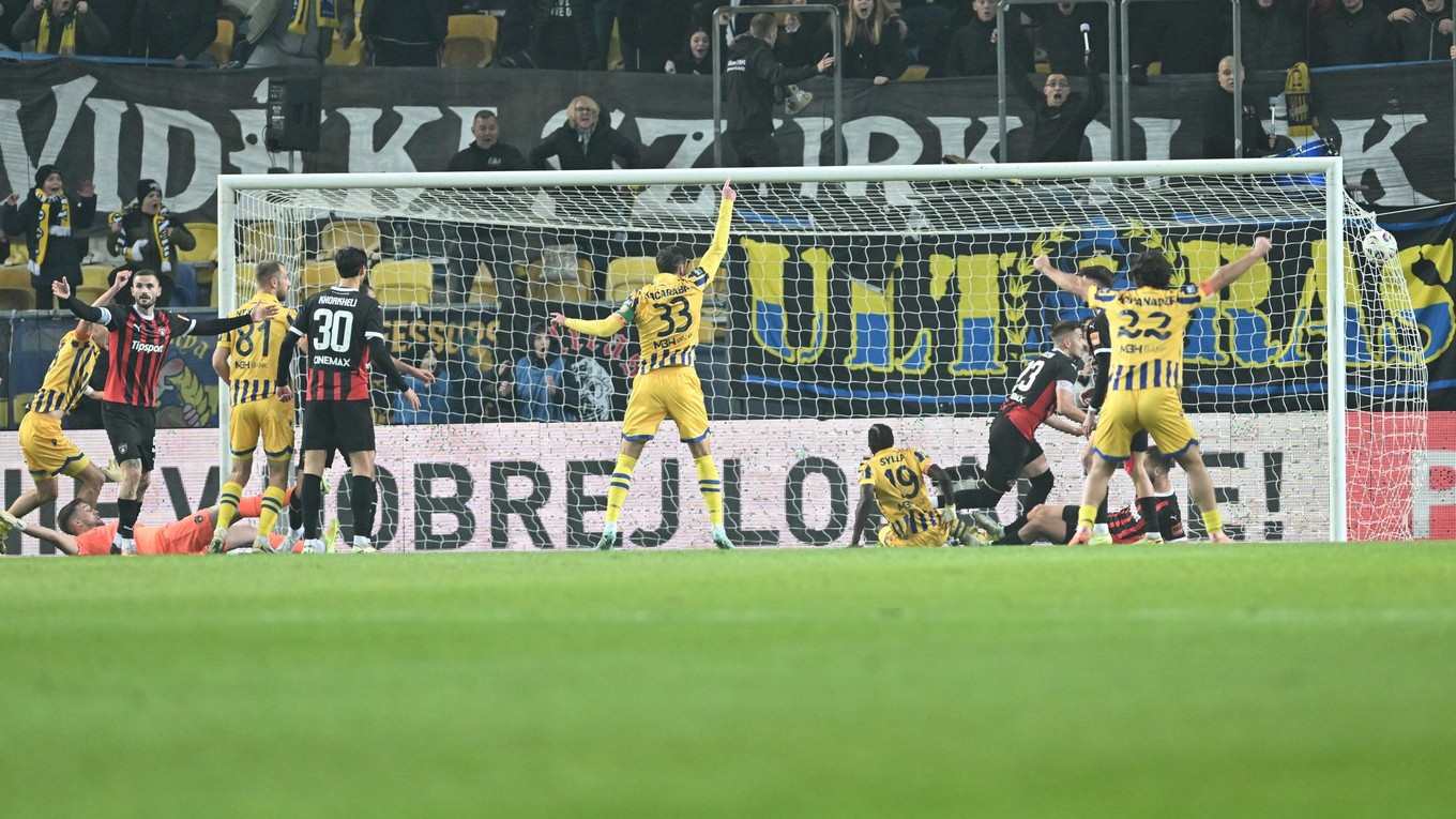 Gól DAC počas zápasu 17. kola futbalovej Niké ligy medzi FC DAC 1904 Dunajská Streda - FC Spartak Trnava.