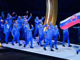 Slovenská výprava, vlajkonosič je hokejový reprezentant SR Tomáš Tatar počas otváracieho ceremoniálu XXV. zimných olympijských hier Miláno-Cortina 2026.