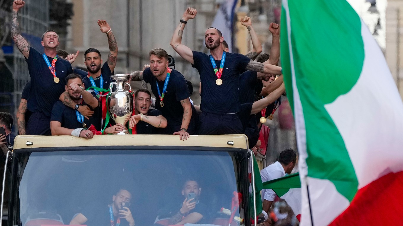 Talianske oslavy po výhre na EURO 2020.