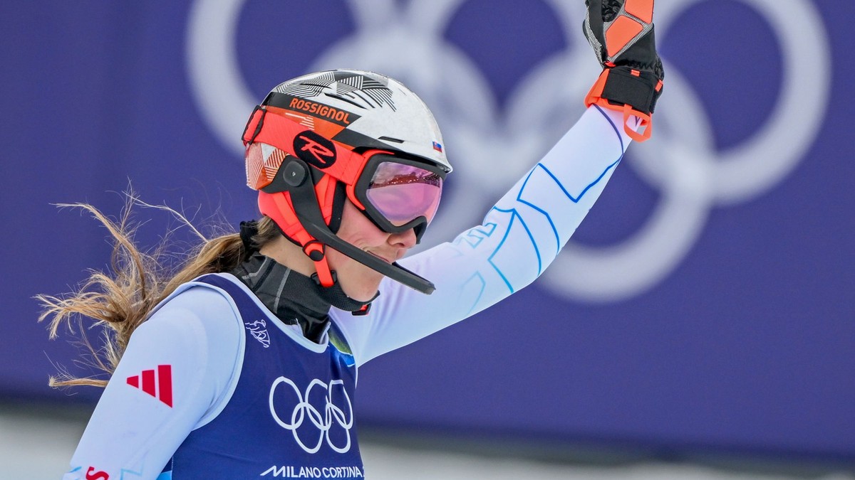 Petra Vlhová po svojej jazde v tímovej súťaži na ZOH 2026.