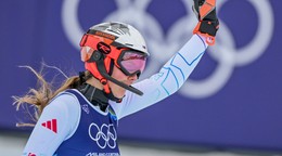 Petra Vlhová po svojej jazde v tímovej súťaži na ZOH 2026.
