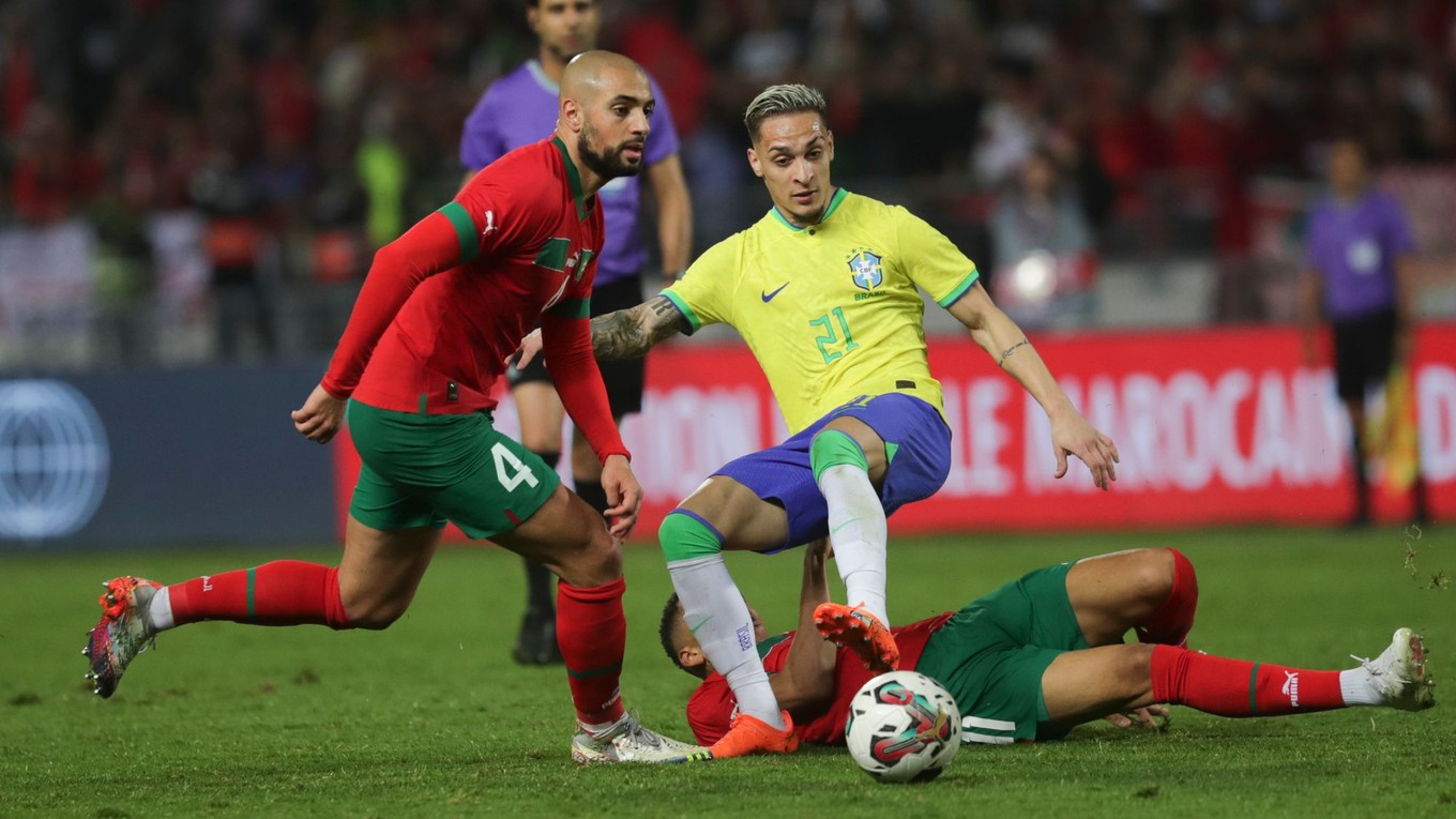 Fotka zo zápasu Maroko - Brazília.