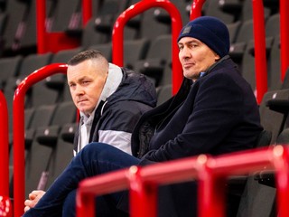 Generálny sekretár Slovenského zväzu ľadového hokeja (SZĽH) Miroslav Lažo a prezident SZĽH Miroslav Šatan.