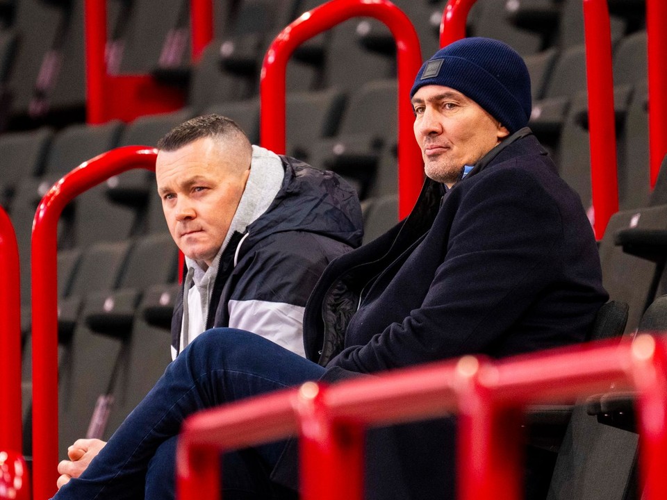 Generálny sekretár Slovenského zväzu ľadového hokeja (SZĽH) Miroslav Lažo a prezident SZĽH Miroslav Šatan.