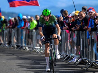 Richard Riška pri stúpaní na Kráľovu hoľu počas pretekov Okolo Slovenska 2026.