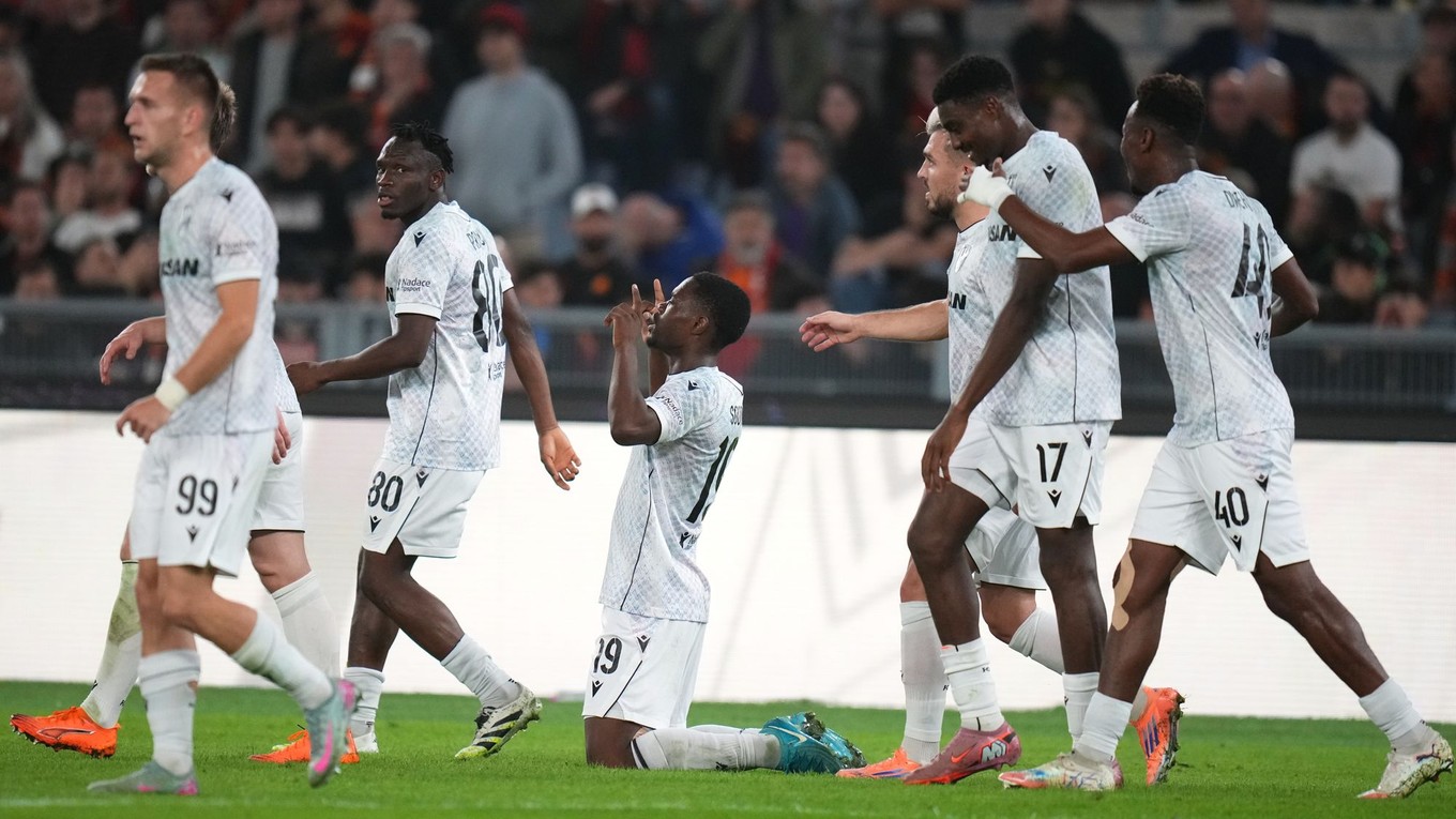 Plzeň oslavuje gól. 