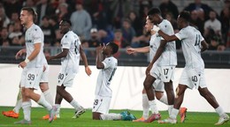 Plzeň oslavuje gól.