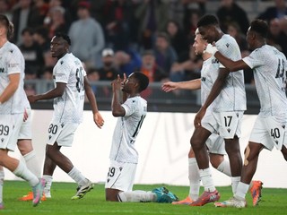 Plzeň oslavuje gól.