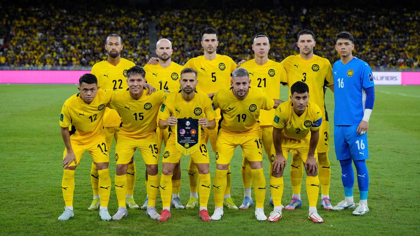 Futbalová reprezentácia Malajzie pred zápasom Ázijského pohára.