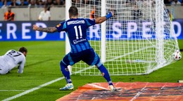 Tigran Barseghjan sa teší po strelenom góle v zápase ŠK Slovan Bratislava - Apoel Nikózia v prvom dueli 3. predkola Ligy majstrov.