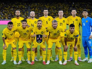 Futbalová reprezentácia Malajzie pred zápasom Ázijského pohára.
