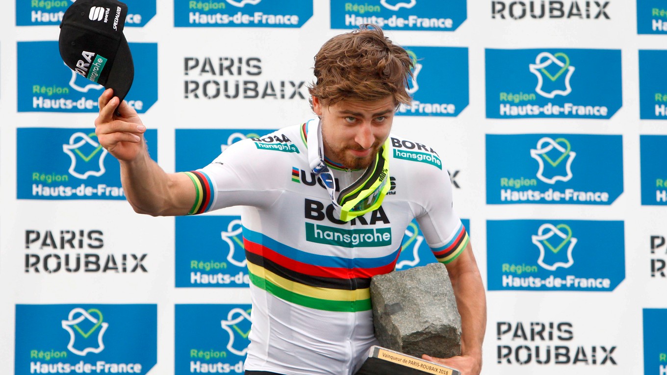 Peter Sagan po triumfe na Paríž - Roubaix 2018.