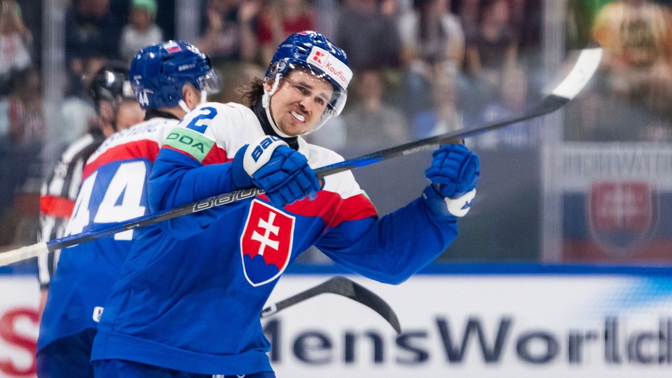Kristián Pospíšil oslavuje gól proti Kanade.