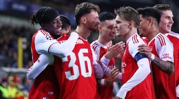 Radosť hráčov Arsenal Londýn.