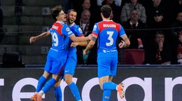 Dávid Hancko oslavuje gól. 