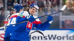 Kristián Pospíšil oslavuje gól proti Kanade.