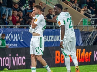 Futbalista Tatrana Prešov Ján Bernát sa teší z gólu v zápase proti MFK Skalica. 