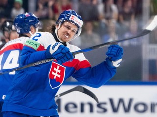 Kristián Pospíšil oslavuje gól proti Kanade.