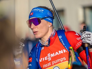 Anastasia Kuzminová v štafete žien v Hochfilzene.