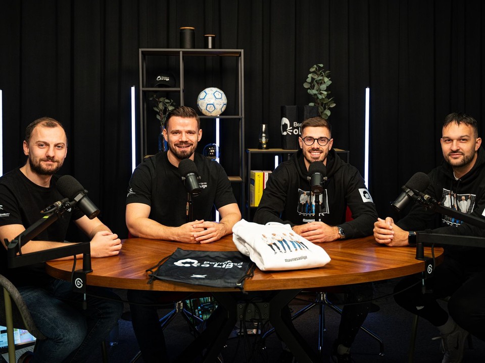 Tvorcovia podcastu Bavme sa o lige Michal Maťašovský, Marek Arpáš, Maroš Červenka  a Andrej Zvolenský.